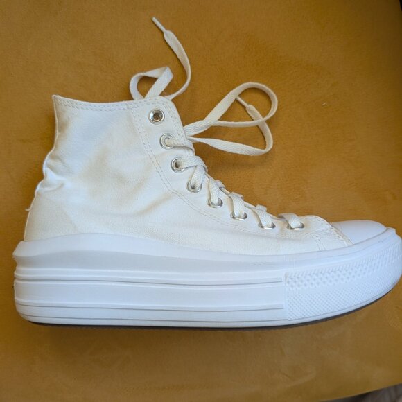Converse White Canvas Platform High-Top Sneakers Women's All Stars Size 9 - Picture 7 of 9